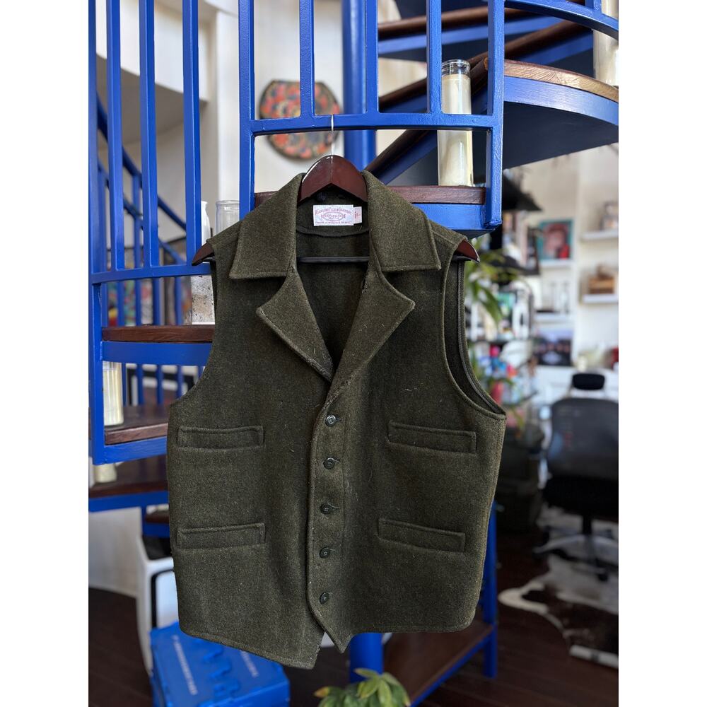 Filson Wool Vest – Olive Green Sz L (Made in USA)
